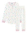 Pyjama petite fille taille montante en jersey double face blanc MARSHMALLOW/blanc MULTICO
