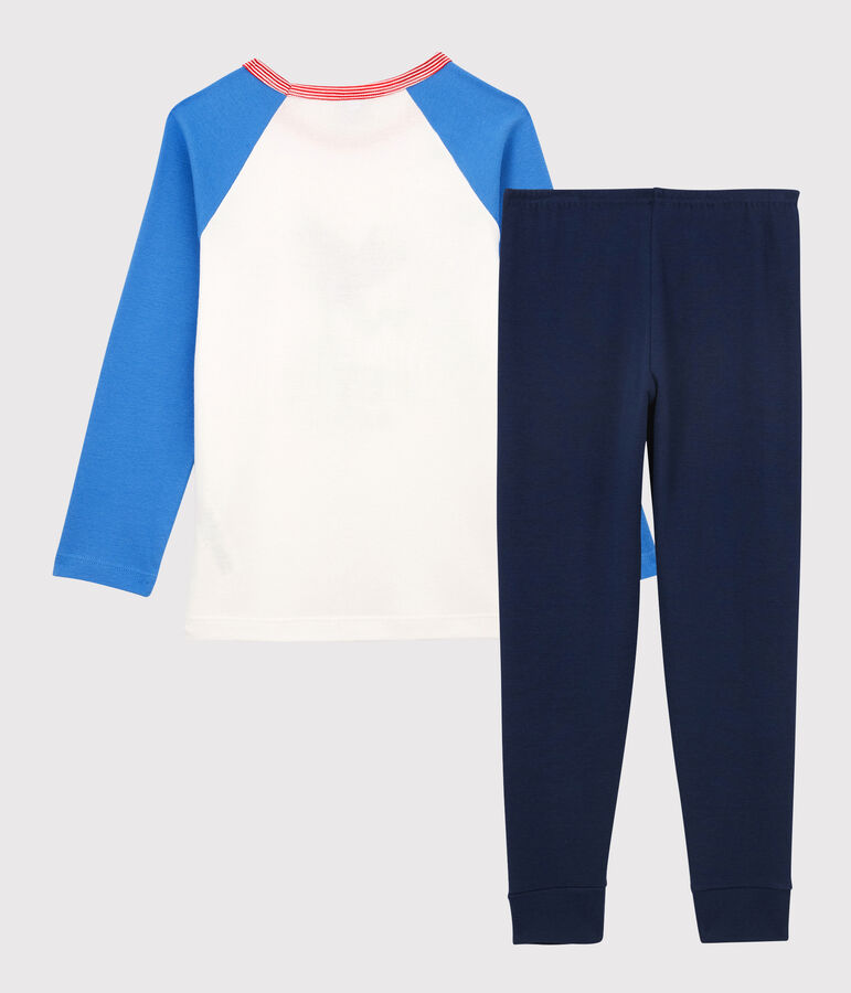 Pyjama motif poulette petit ga&ccedil;on en coton biologique bleu/multicouleur