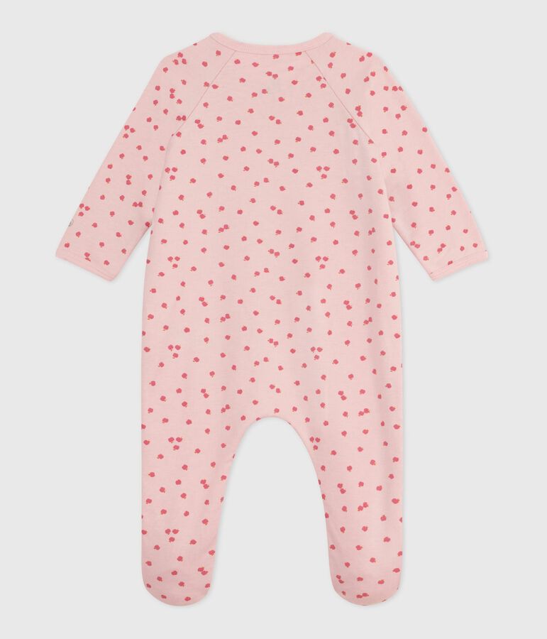 Pyjama b&eacute;b&eacute; en molleton gratt&eacute; imprim&eacute; rose JOLI/blanc MULTICO