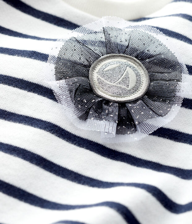 Sweatshirt iconique b&eacute;b&eacute; fille blanc/bleu