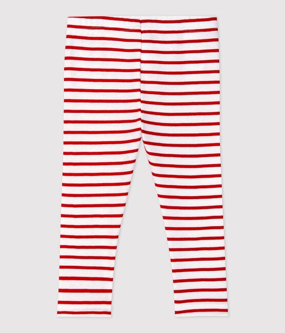 Legging en coton bébé. blanc MARSHMALLOW/rouge TERKUIT