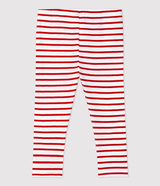 Legging en coton bébé. blanc MARSHMALLOW/rouge TERKUIT