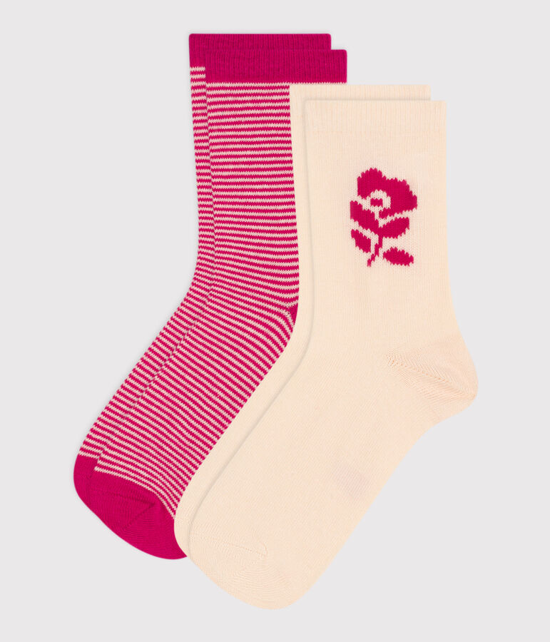 2 paires de chaussettes en coton fleurs enfant variante 1