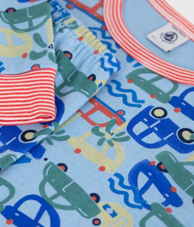 Pyjama enfant en coton imprim&eacute; voitures bleu/multicouleur