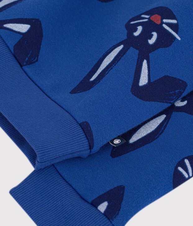 Sweatshirt enfant en coton imprim&eacute; animalier bleu/multicouleur
