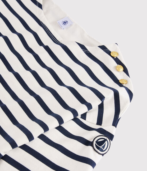 Marinière en coton Femme blanc MARSHMALLOW/bleu SMOKING