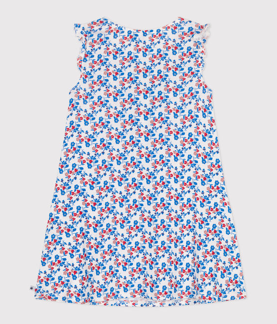 Chemise de nuit enfant en coton et lyocell fleurie blanc MARSHMALLOW/blanc MULTICO