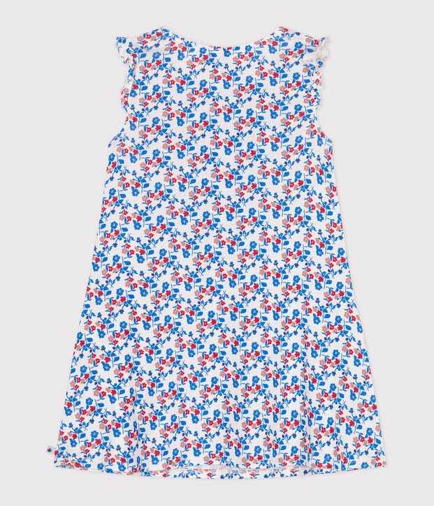 Chemise de nuit enfant en coton et lyocell fleurie blanc/multicouleur