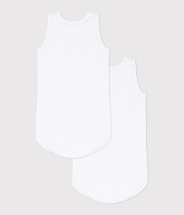 Lot de bodies sans manches bébé en coton uni (Petit Bateau) - Image 1