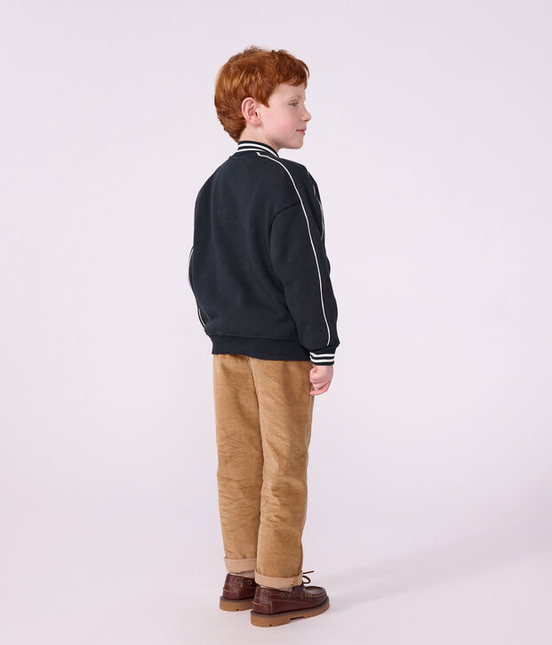 Veste teddy enfant en coton uni bleu marine