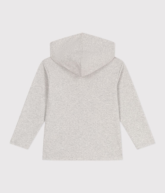 Sweatshirt zippé à capuche enfant en coton uni gris BELUGA CHINE
