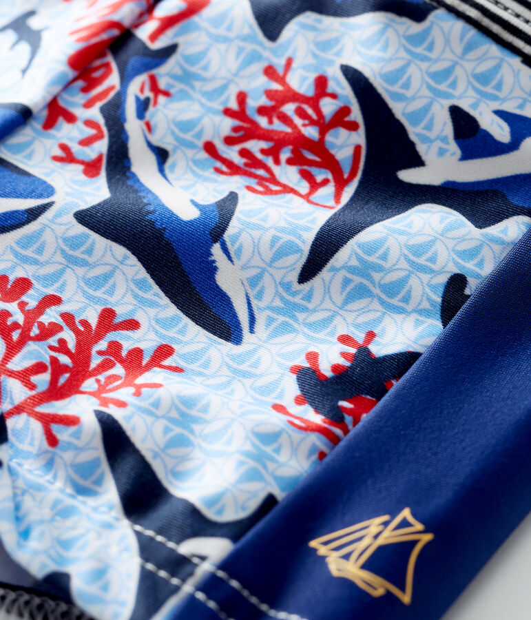 Short de bain &eacute;coresponsable b&eacute;b&eacute; gar&ccedil;on bleu SMOKING/blanc MULTICO