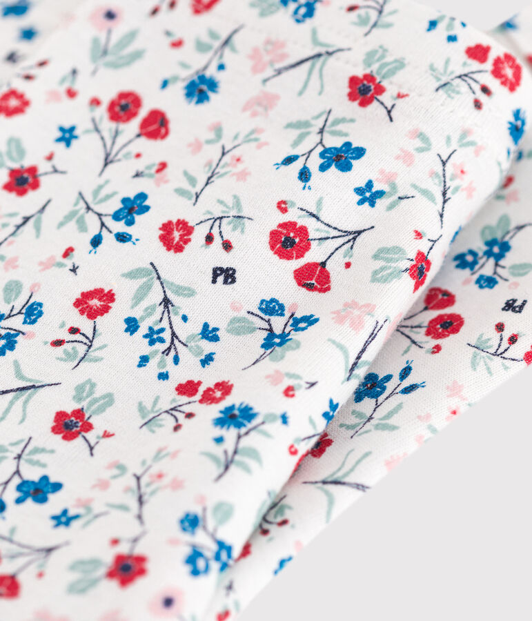 Legging b&eacute;b&eacute; en coton imprim&eacute; &agrave; fleurs blanc MARSHMALLOW/blanc MULTICO