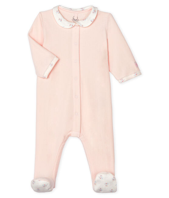Dors bien bébé fille en velours rose FLEUR