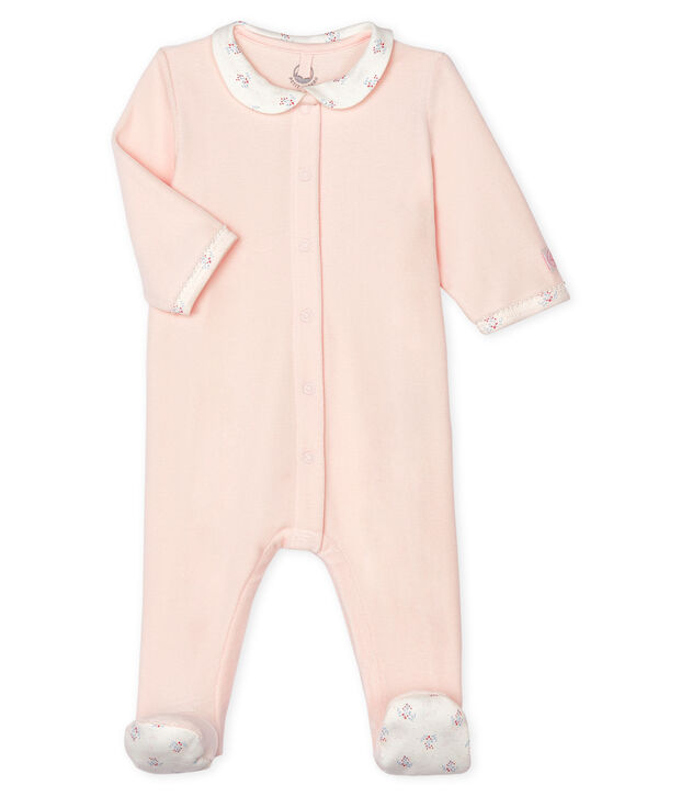 Dors bien b&eacute;b&eacute; fille en velours rose clair