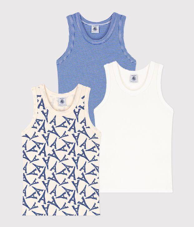 Lot de 3 d&eacute;bardeurs Paris en coton petit gar&ccedil;on multicouleur