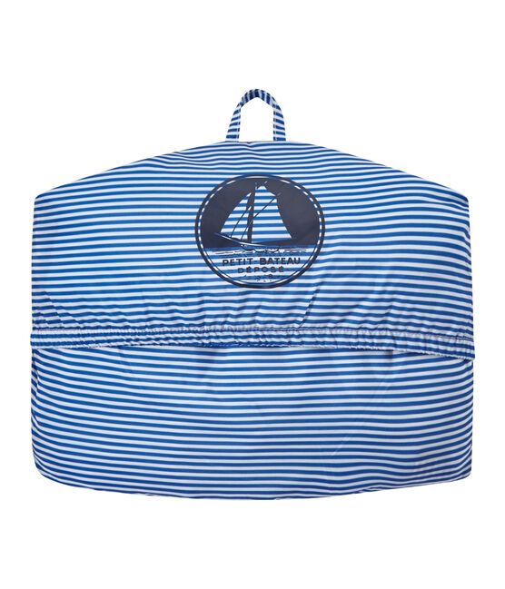 Coupe-vent imperméable mixte rayé milleraies bleu PERSE/blanc MARSHMALLOW