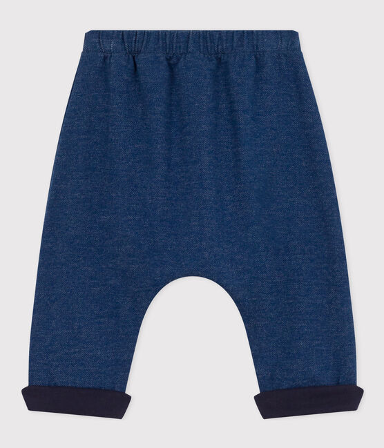 Pantalon sarouel bébé en molleton effet denim bleu MEDIEVAL/beige ECRU