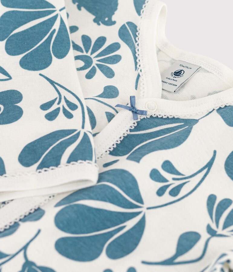 Dors-bien sans pieds fleur b&eacute;b&eacute; en coton blanc MARSHMALLOW/ ROVER