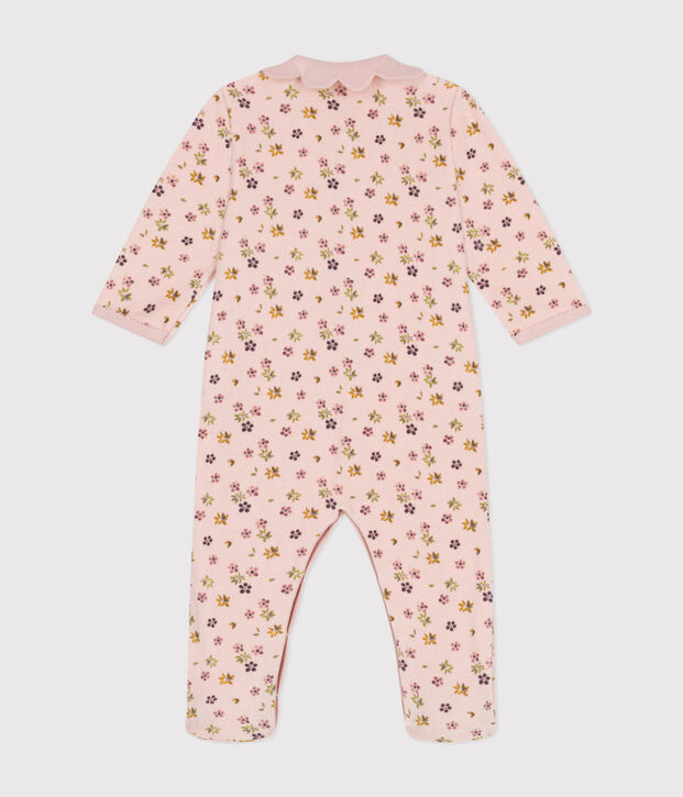 Pyjama en velours imprim&eacute; fleurs b&eacute;b&eacute; rose/multicouleur