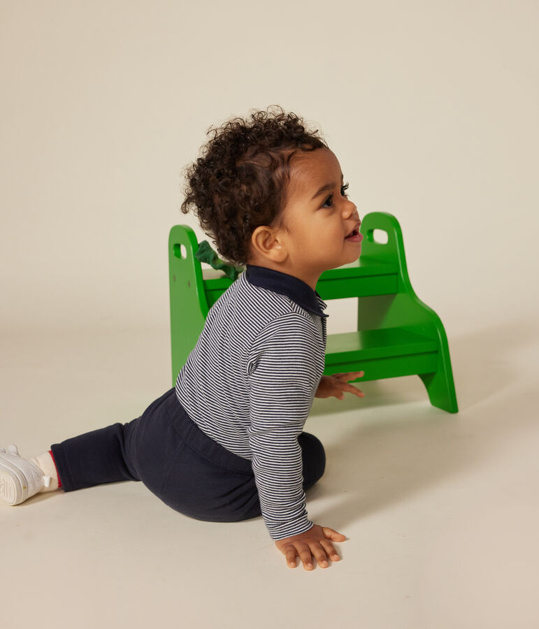 Body b&eacute;b&eacute; col polo en coton &agrave; rayures bleu SMOKING/blanc MARSHMALLOW