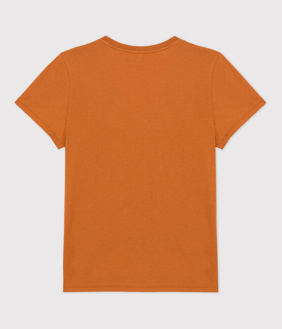 Tee-shirt LE DROIT col V en coton bio Femme marron ECUREUIL