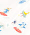 Pyjama enfant en coton manches longues imprimé surfeurs blanc MARSHMALLOW/blanc MULTICO