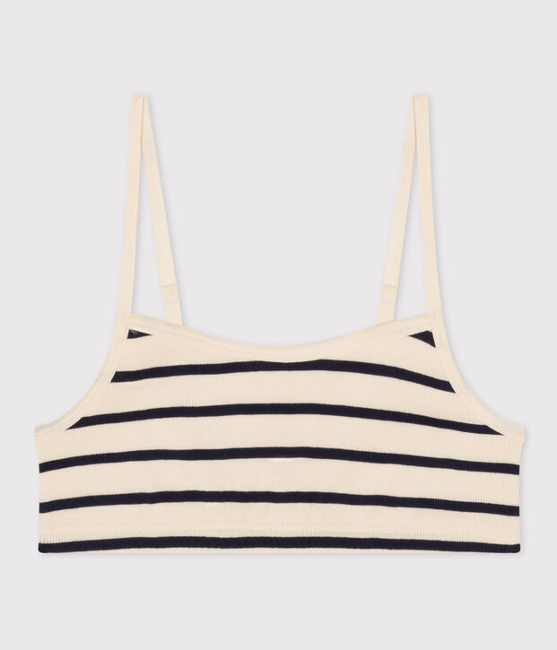 Soutien-gorge Brassi&egrave;re sans armatures Femme &eacute;cru/bleu