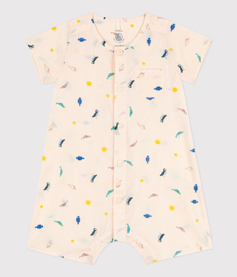 Combinaison imprim&eacute;e en popeline b&eacute;b&eacute; blanc AVALANCHE/ MULTICO