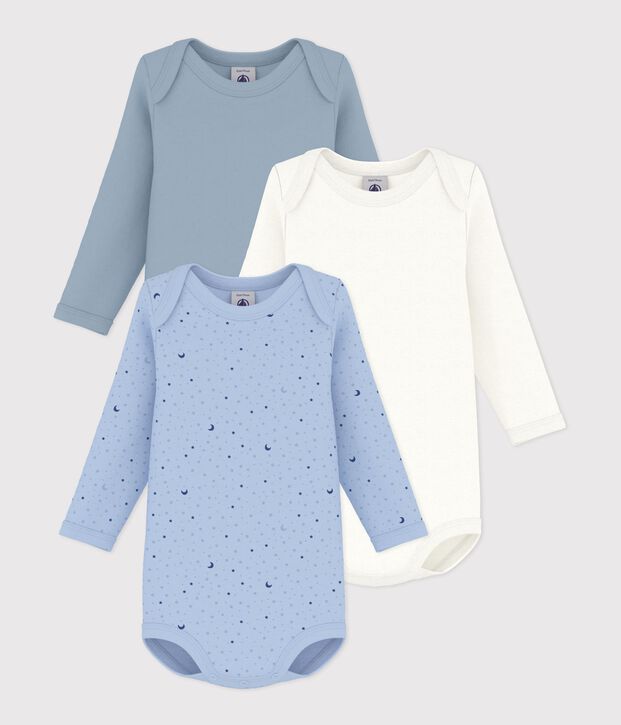 Lot de bodies manches longues en coton imprim&eacute; lune b&eacute;b&eacute; multicouleur