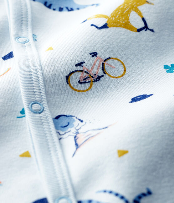 Dors-bien bleu à imprimé animaux bébé garçon en côte bleu FRAICHEUR/blanc MULTICO