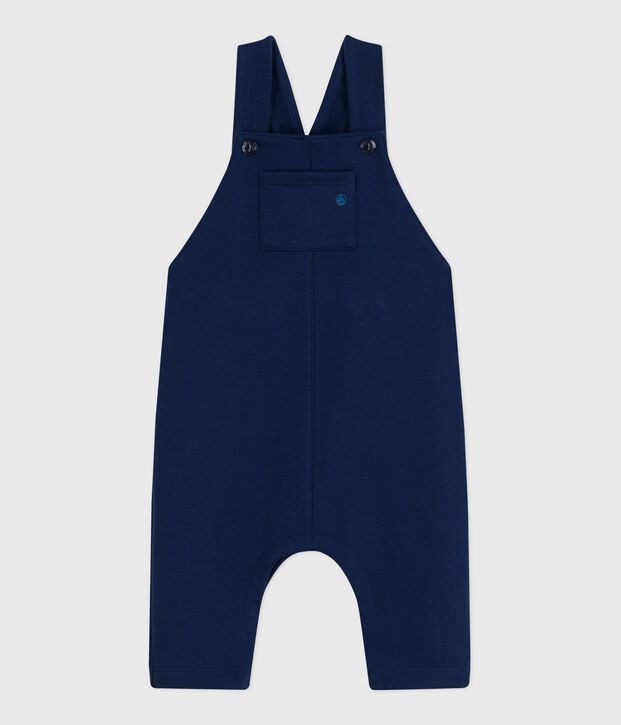 Salopette b&eacute;b&eacute; en coton jambes longues, unie bleu