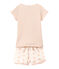 Pyjacourt fille bi-matière sérigraphié blanc LAIT/rose ROSE/ FLEUR