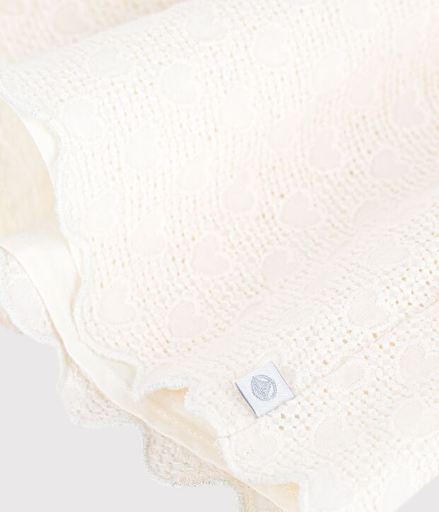 Blouse enfant en coton manches courtes motifs c&oelig;urs blanc