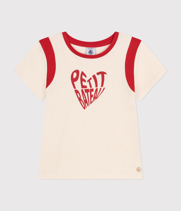 Tee-shirt en jersey enfant fille &eacute;cru