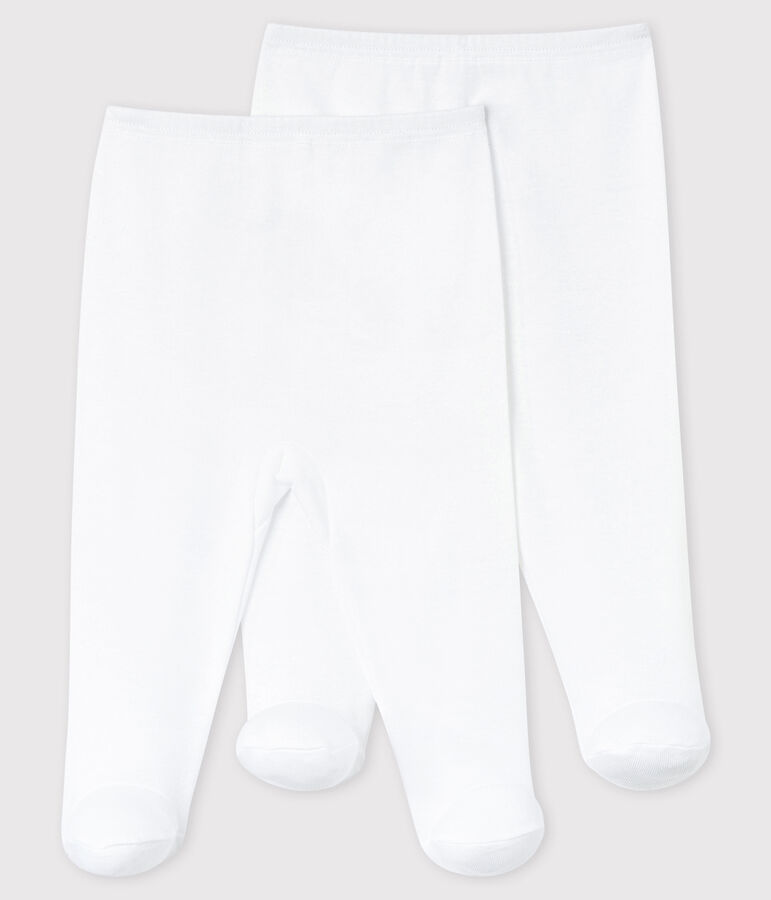 Lot de 2 pantalons blancs &agrave; pieds b&eacute;b&eacute; blanc ECUME