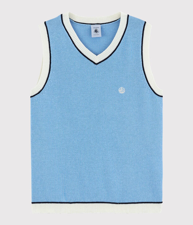 Pull sans manches en coton jersey enfant gar&ccedil;on gris