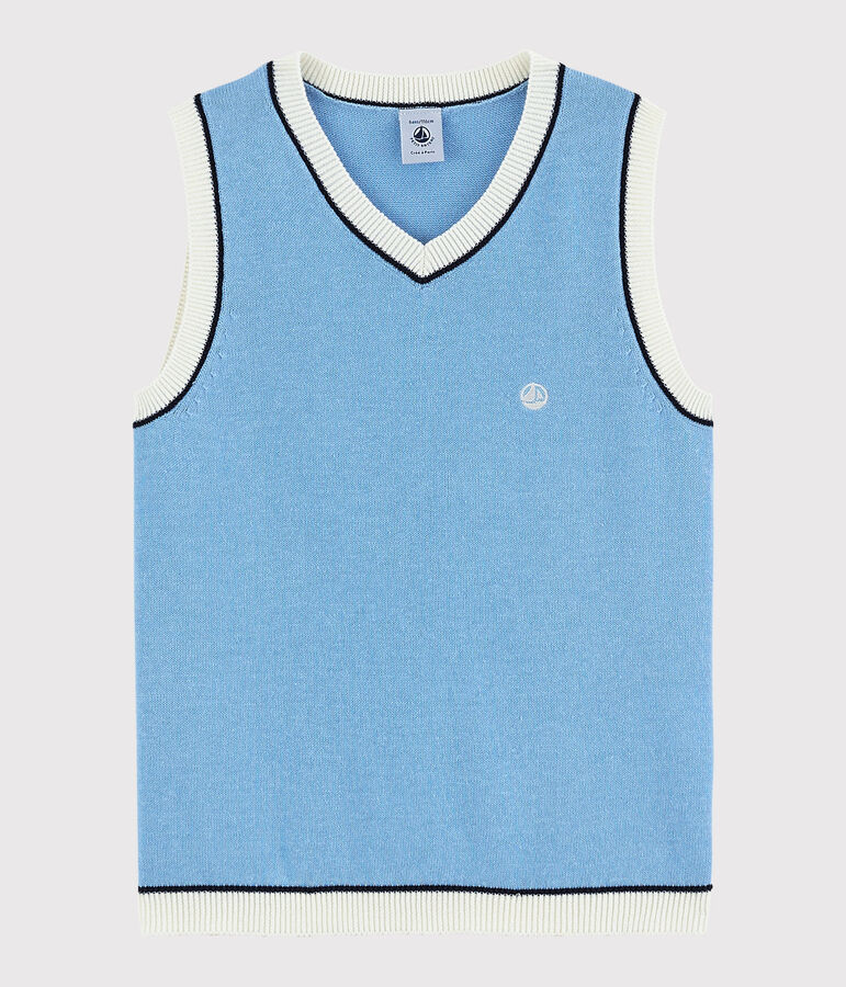 Pull sans manches en coton jersey enfant gar&ccedil;on gris