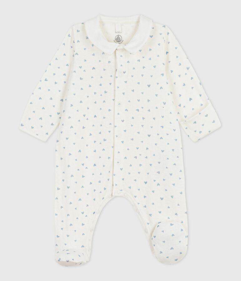 Pyjama b&eacute;b&eacute; en velours &agrave; col imprim&eacute; c&oelig;urs bleu MARSHMALLOW/ FLO