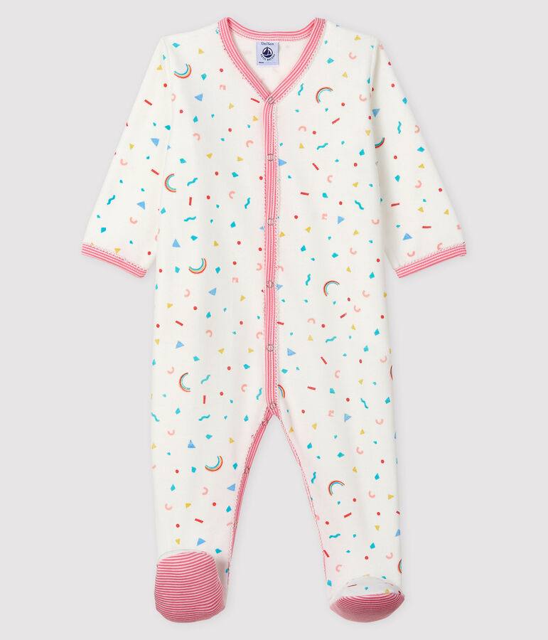 Dors-bien imprim&eacute; confettis b&eacute;b&eacute; fille en velours blanc MARSHMALLOW/blanc MULTICO