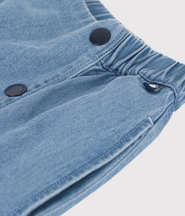 Jupe enfant courte en coton unie bleu
