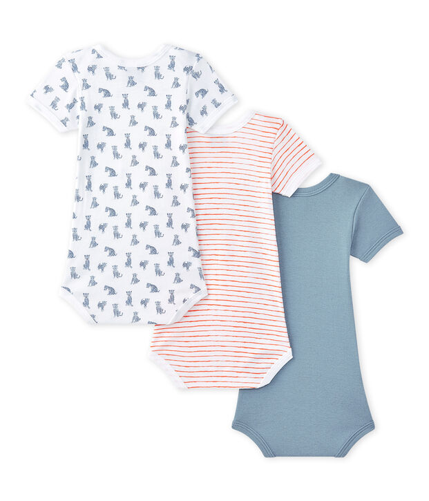 Lot de 3 bodies b&eacute;b&eacute; gar&ccedil;on manches courtes blanc