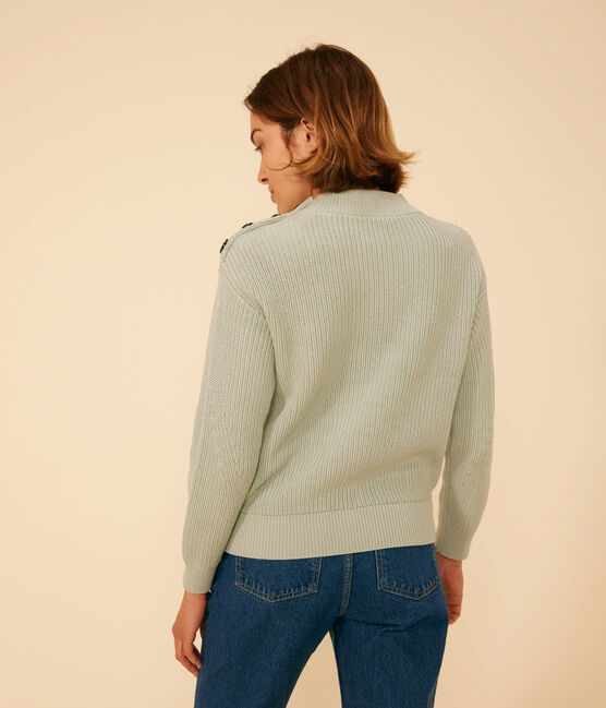 Pull en côte anglaise en coton Femme vert HERBIER
