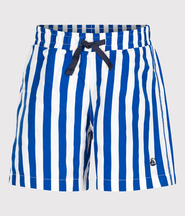 Short de bain ray&eacute; enfant gar&ccedil;on blanc/bleu