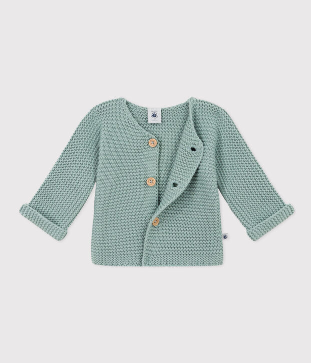 Cardigan en tricot point mousse b&eacute;b&eacute; vert