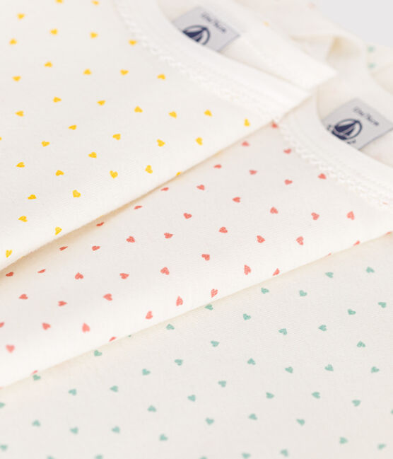 Lot de 3 bodies manches longues coeurs bébé en coton variante 1