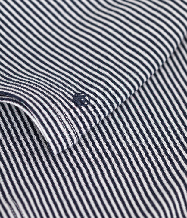 Blouse avec col en coton b&eacute;b&eacute; bleu/blanc