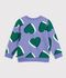 Sweatshirt enfant en coton imprim&eacute; c&oelig;urs violet/multicouleur
