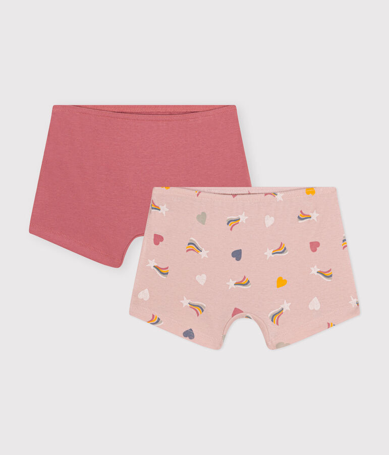 Lot de 2 shorties c&oelig;ur en coton enfant multicouleur