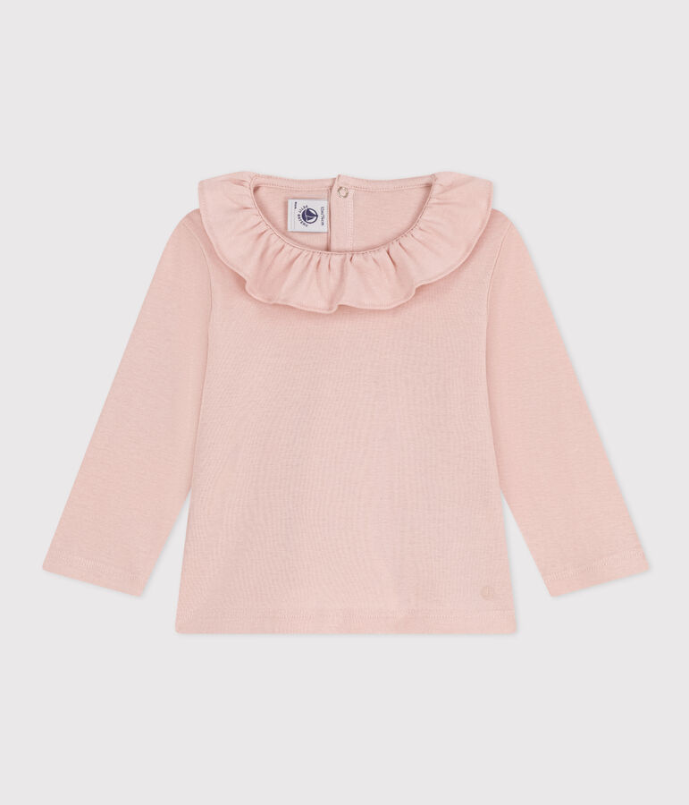 Blouse manches longues en coton b&eacute;b&eacute; rose SALINE